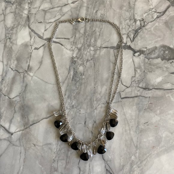 Banana Republic Jewelry - Banana Republic Black, Crystal, Silver Necklace